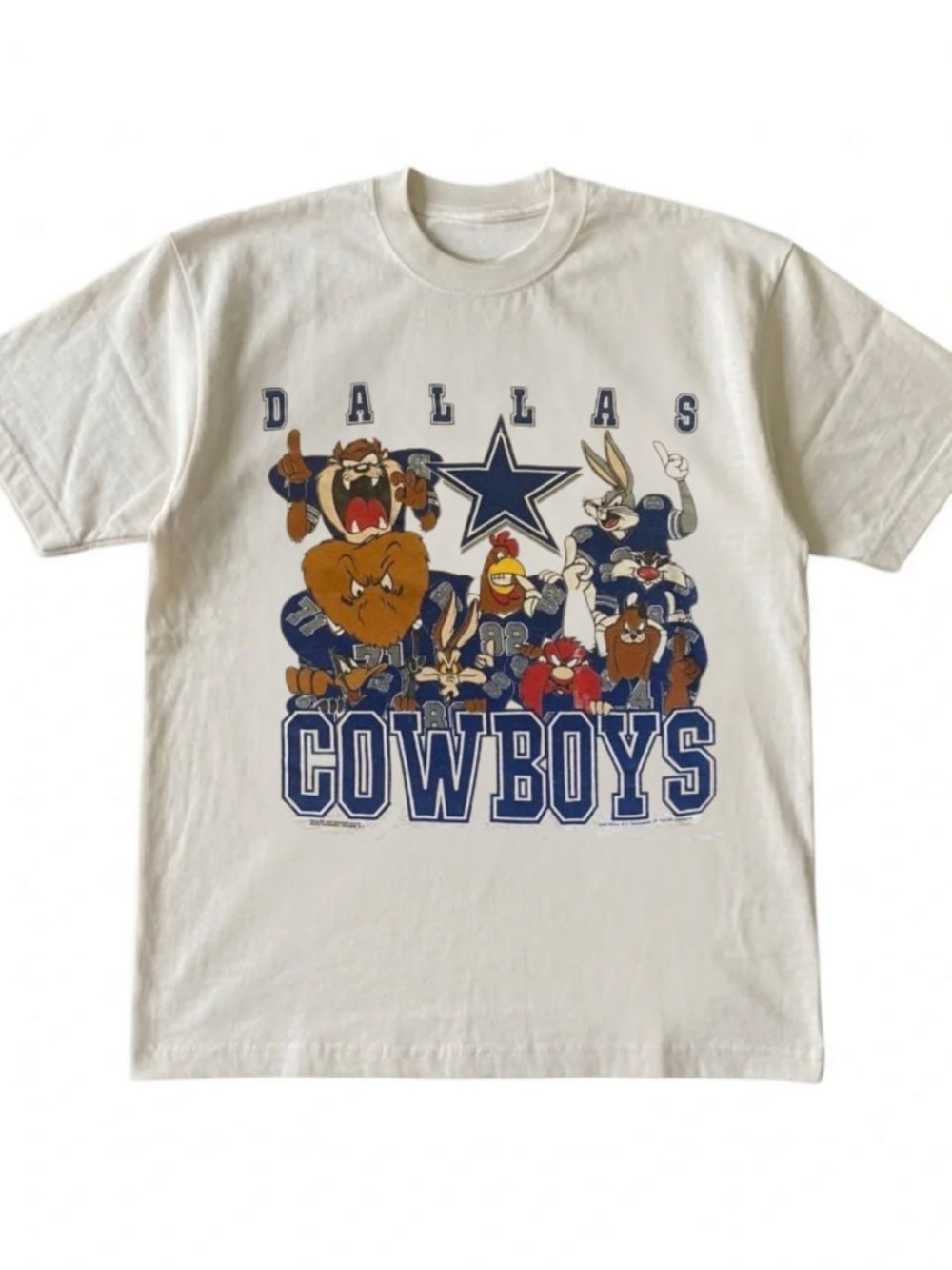 Cream Dallas Cowboys Cartoon Graphic Tee